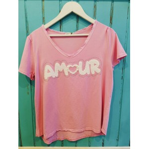 Comercio do Morrazo - Camiseta Amour rosa
