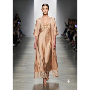 Comercio do Morrazo - KAFTAN BEIGE DORADO SATINADO