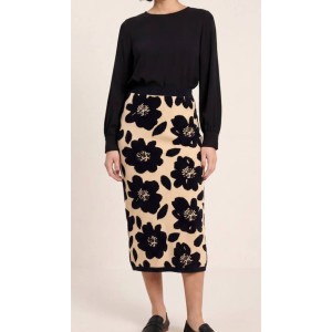 Comercio do Morrazo - FALDA DE PUNTO FLORAL BEIGE...